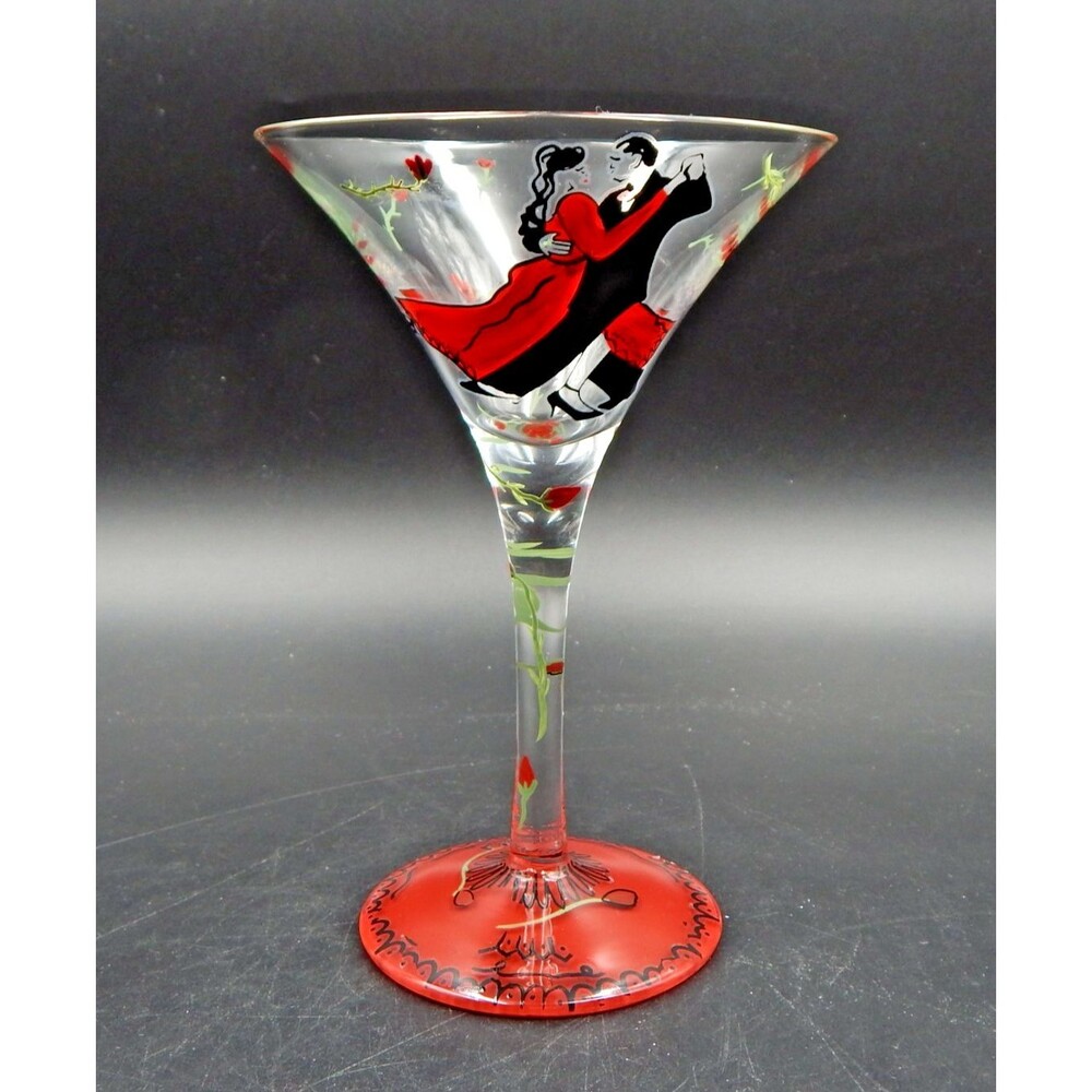 Lolita Hand Painted Martini Glass "Latin Lover" Recipe on Bottom 10 oz